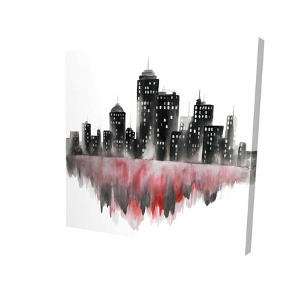 FONDO 16 x 16 in. Red Watercolor Cityscape-Print on Canvas FO2785649